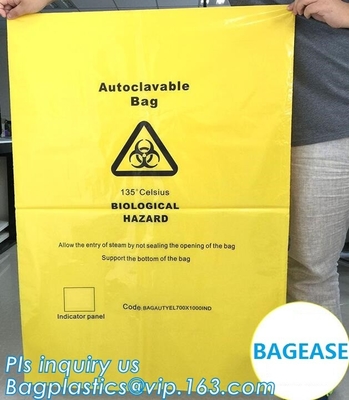 Bolso inútil médico modificado para requisitos particulares del drawtape del bolso de lazo del biohazard del color, bolsos inútiles médicos del biohazard para la basura clínica, YE