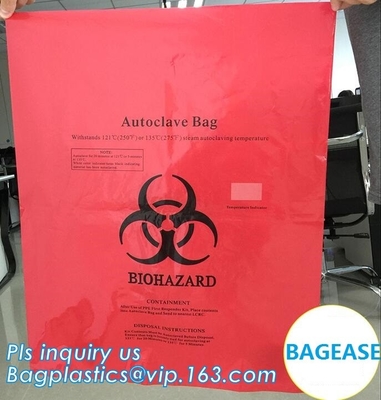 Bolso inútil médico modificado para requisitos particulares del drawtape del bolso de lazo del biohazard del color, bolsos inútiles médicos del biohazard para la basura clínica, YE
