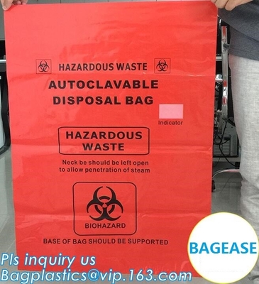Bolso inútil médico modificado para requisitos particulares del drawtape del bolso de lazo del biohazard del color, bolsos inútiles médicos del biohazard para la basura clínica, YE