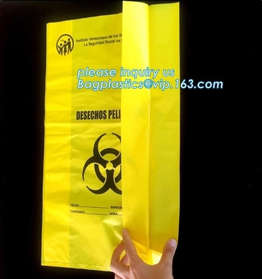 La basura inútil médica del bolso del Biohazard del hospital empaqueta los bolsos inútiles de los linos de las infecciones, biohazard plástico biodegradable del hospital