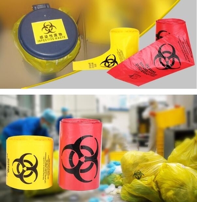 bolsos inútiles médicos de lino manchados, tinte azul de 33 galones que recicla el trazador de líneas de lino manchado plástico bag1.2mil 33x39, bage del hospital