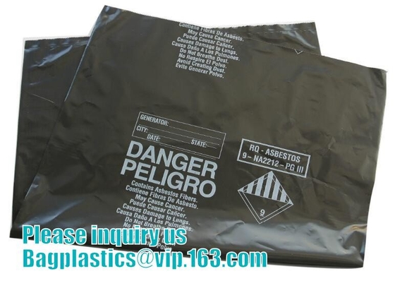 bolso negro ultravioleta plástico de la basura de alta calidad del amianto de China, bolsos amarillos resistentes del amianto del LDPE, wast de la yarda del amianto del PE