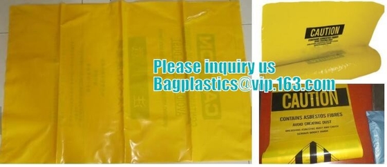 los bolsos claros inútiles del amianto de la industria, venden los bolsos con la impresión roja, LDPE fuerte Asb material de los desperdicios del amianto del plástico transparente