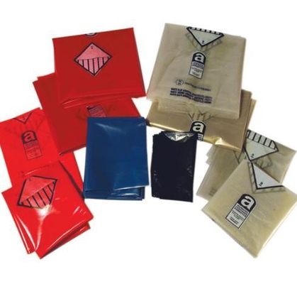 Retirada de amianto, amianto polivinílico amarillo plástico disponible que advierte los bolsos impresos del entierro, asb negro polivinílico de /black del bolso de basura