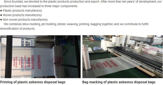 Bolsos de alta calidad del retiro y del entierro de la disposición del amianto del color del amarillo de la fuente de la fábrica, fabricante plástico Extra Large Hea