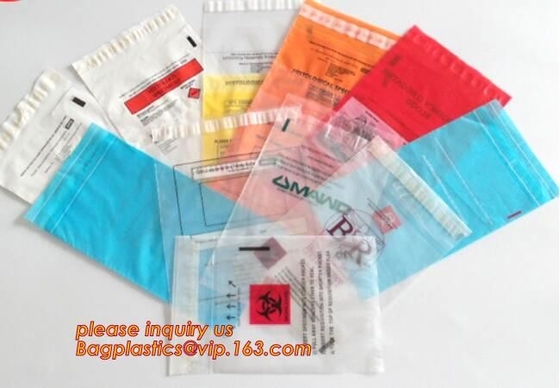 Bolso plástico con las bolsas dobles, speci reconectable grabado en relieve del transporte del espécimen del laboratorio médico del biohazard del laboratorio del biohazard