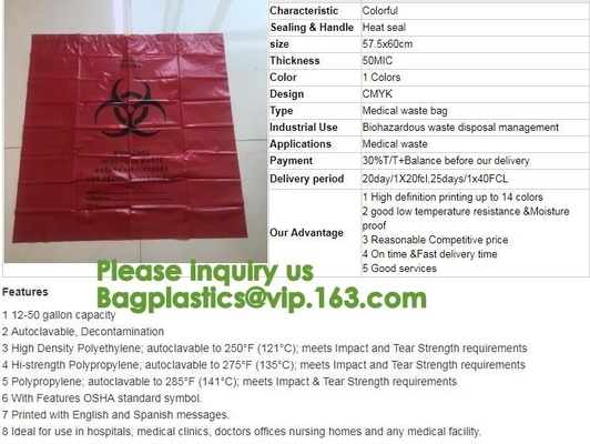 El Biohazard biodegradable de Dtrawstring empaqueta el drawtape médico, bolso biológico del peligro, bolso amarillo del Biohazard - bio basura del peligro