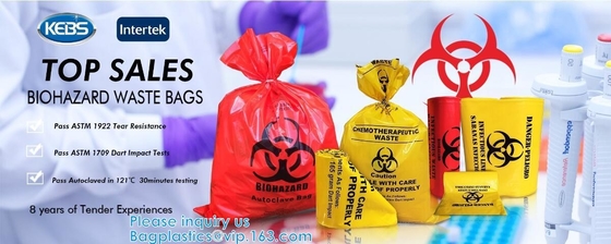 Bolso biológico 240x160m m, bolsos médicos rojos del peligro de Aerohazard de la eliminación de residuos | Los E.E.U.U. Bio-limpios, Biohazard empaquetan - el Biohazard SID