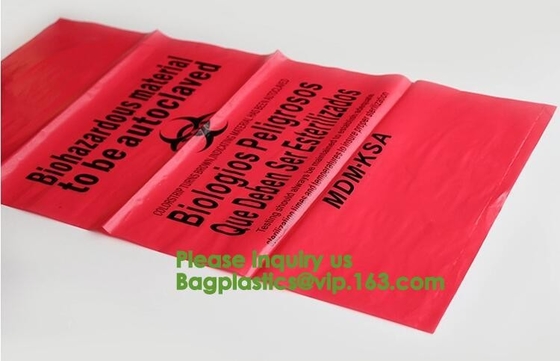Guía de la eliminación de residuos para los laboratorios de investigación, bolsos biológicos del peligro del HDPE, bolsos biológicos de la basura del peligro, 600 x 500m m, Yellow-50/