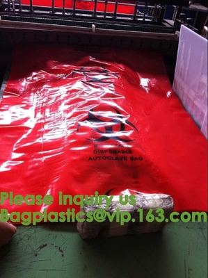 Guía de la eliminación de residuos para los laboratorios de investigación, bolsos biológicos del peligro del HDPE, bolsos biológicos de la basura del peligro, 600 x 500m m, Yellow-50/