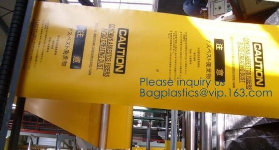 El bolso de basura amarillo del amianto de la bolsa de plástico de los desechos peligrosos, amianto más grueso de gran tamaño del LDPE quita los bolsos, vagos de la basura del amianto