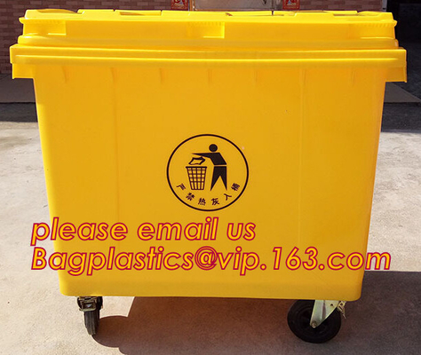 plástico 120l bote de basura compartimiento industrial plástico plástico del recipiente para residuos, cubo de la basura de basura plástico grande 1100L, compartimiento de la rueda