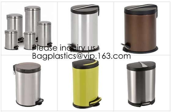Cubra con cinc el cubo de la basura plateado con 25L 35L 45L 55L 65L 75L 100L, cocina Toile del dormitorio de la sala de estar de Tin Embossed Rubbish Bin Rome