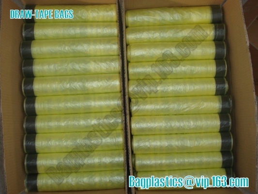 Drawtape biodegradable resistente, bolso de rollo resistente de la basura de la basura del lazo plástico, bolso del drawtape del cierre para la basura