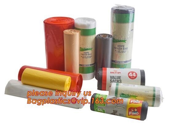 Los trazadores de líneas del cubo de la basura para el hogar, oficina, basura empaquetan los pequeños bolsos de basura del lazo, bolso de basura de la manija, con la tira del poder, bagease