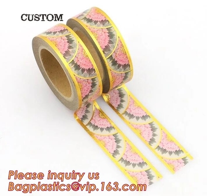 la aduana de la cinta de la hoja imprimió la cinta decorativa de la hoja del washi, clasificó la cinta adhesiva de Washi de la Navidad de los diseños, Logo Printed Gold Foil