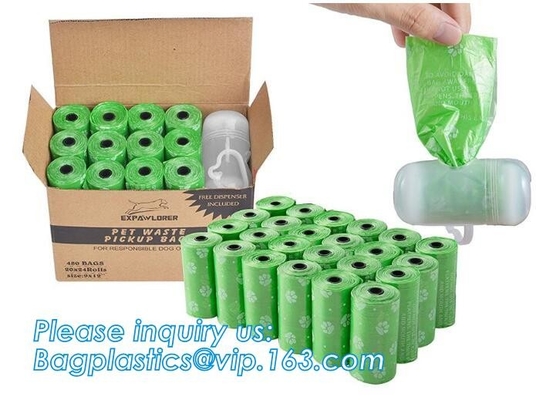 La basura perfumada del animal doméstico empaqueta con el dispensador, bolso biodegradable modificado para requisitos particulares del impulso del perro de la basura del animal doméstico, impulso del perro de la eliminación de residuos de 1000 animales domésticos