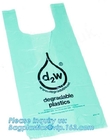 bolso plástico con olor del polvo, bolso disponible del panal del pañal del bebé de encargo biodegradable, pac del saco del pañal del bolso de la forma de la camiseta