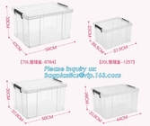 caja de almacenamiento multiusos transparente respetuosa del medio ambiente del envase de plástico para el hogar, caja clara con una tapa blanca y cierre negro