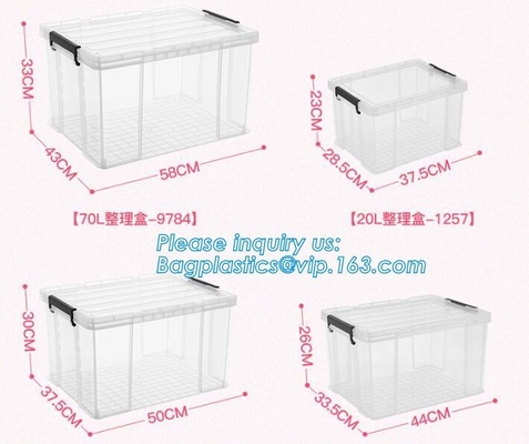 las cajas de almacenamiento plásticas de la pila reutilizable clara del hogar 10L, hogar transparente manejaron las cajas plásticas pac de la caja de almacenamiento de los PP