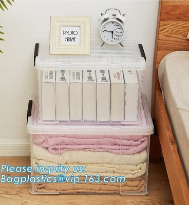las cajas de almacenamiento plásticas de la pila reutilizable clara del hogar 10L, hogar transparente manejaron las cajas plásticas pac de la caja de almacenamiento de los PP
