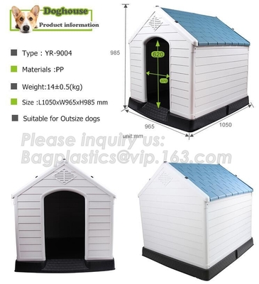 Casa de perro plástica de los nuevos del estilo de perro de la casa tamaños desprendibles sin aliento al aire libre del plástico tres, hogar de Cat Dog House Of Pet, bagea