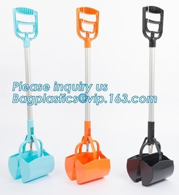 Cucharada larga interior/al aire libre con el bolso de la basura de la recogida, nueva cucharada plegable de encargo del scooper enorme del pooper, de la manija del perro casero del impulso del perro