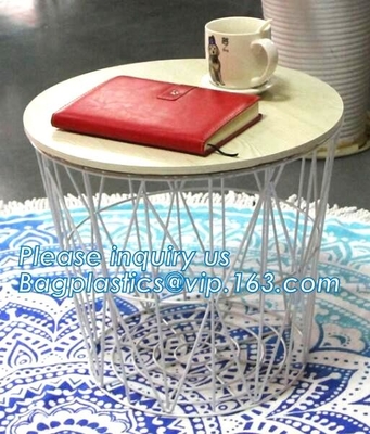 Mesa de centro superior de mármol elegante del cuadrado del alambre de metal del uso comercial, mesa de centro del alambre de acero, sobremesa de madera sólida de gama alta