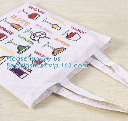 bolso blanco/del rosa del logotipo modificado para requisitos particulares pequeño del algodón del espacio en blanco de la manija, bageas de nylon tricolores del bolso de la manija de la bolsa de asas del regalo de la lona de algodón