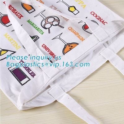bolso blanco/del rosa del logotipo modificado para requisitos particulares pequeño del algodón del espacio en blanco de la manija, bageas de nylon tricolores del bolso de la manija de la bolsa de asas del regalo de la lona de algodón