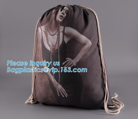 Bolso de lazo económico respetuoso del medio ambiente natural reutilizable respetuoso del medio ambiente de la lona de algodón del bolso de lazo, bolsos del zapato del algodón del polvo