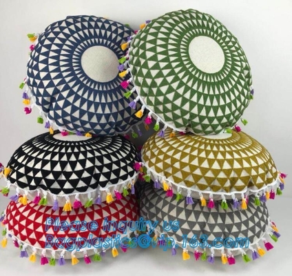 La almohada india étnica de la meditación del estilo de la mandala bordó la cubierta redonda decorativa del amortiguador de Suzani, bagplastics, PA del bagease