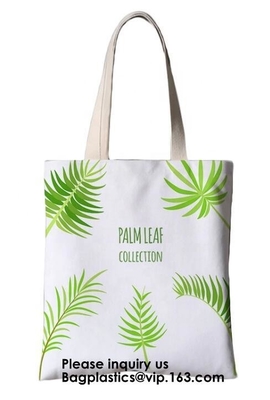 Impresión de la impresión de pantalla de seda barata de Tote Bag Cotton Bag Customized Eco de la lona del bolso de la manija de hoja de palma de la lona de algodón Logo Re