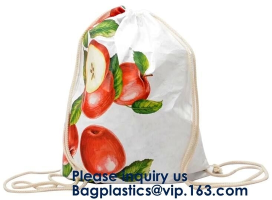 Mochila de Tyvek del lazo, haber reciclado amistoso de Eco del bolso del artículo de tocador, bolso de papel Logo Prin de Tyvek Tote Bag Dupont Paper Shopping