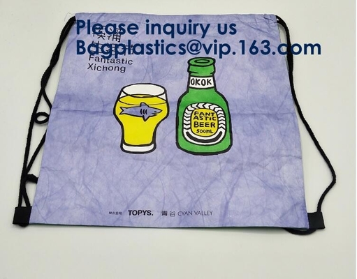 La personalidad se divierte el bolso de lazo cilíndrico de Tyvek del papel de Du Pont del bolso del almacenamiento de la aptitud, bolso de compras, bolso del regalo, bolsa, P