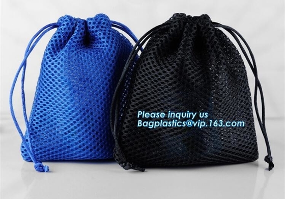 Tipo material de Softback de la malla de la visión clara y el acampar caminando la mochila del deporte del uso, deportes Mesh Bag Drawstring Backpack para el Soc