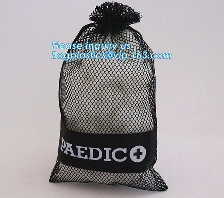Mochila de encargo del bolso de lazo 210D de la malla con el bolsillo con cremallera, compras que nadan B del paquete de Mesh Drawstring Backpack Tote Sport
