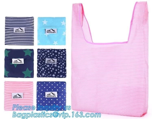 bolso de compras animal lindo de encargo del poliéster del diseño 190T del precio de fábrica plegable, polye plegable plegable promocional reutilizable