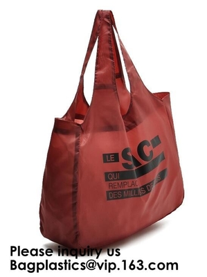 Artículo respetuoso del medio ambiente de nylon plegable Foldabl del bolso de compras del artículo del poliéster de la manija del bolsillo plegable respetuoso del medio ambiente de encargo del bolso
