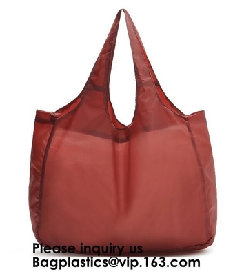 Artículo respetuoso del medio ambiente de nylon plegable Foldabl del bolso de compras del artículo del poliéster de la manija del bolsillo plegable respetuoso del medio ambiente de encargo del bolso