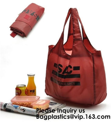 Artículo respetuoso del medio ambiente de nylon plegable Foldabl del bolso de compras del artículo del poliéster de la manija del bolsillo plegable respetuoso del medio ambiente de encargo del bolso