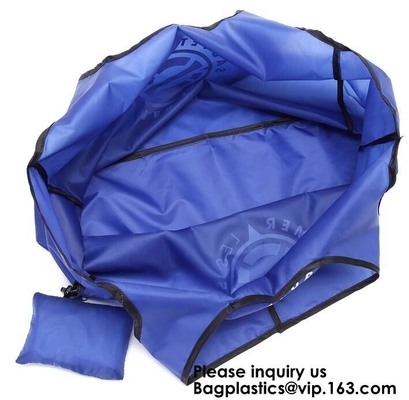 Impresión del bolso de Logo Polyester Handled Foldable Tote con el bolso que hace compras de nylon plegable del cierre del bolsillo plegable rápido del bolso