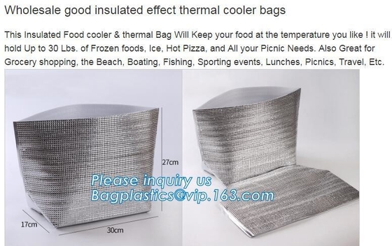 Un bolso más fresco de aluminio del papel de aislamiento térmico del material del refrigerador del bolso del foPromotional 420D del poliéster de la comida campestre reutilizable del aislamiento