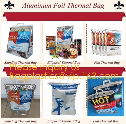 la termal material grande del papel de aluminio aísla un bolso más fresco, bolso aislado del refrigerador del yute para el aluminiu del bolso del refrigerador de la comida de la entrega