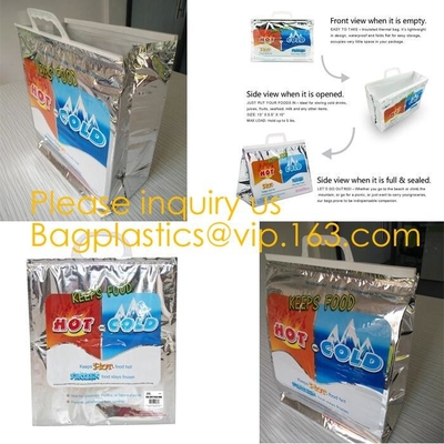la termal material grande del papel de aluminio aísla un bolso más fresco, bolso aislado del refrigerador del yute para el aluminiu del bolso del refrigerador de la comida de la entrega