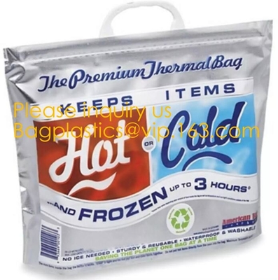bolsos termales plegables suaves grandes impermeables del papel de aluminio del bolso del refrigerador del ultramarinos del totalizador del almuerzo de la comida campestre de la entrega de la comida del bulto de encargo