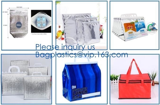 bolsos termales plegables suaves grandes impermeables del papel de aluminio del bolso del refrigerador del ultramarinos del totalizador del almuerzo de la comida campestre de la entrega de la comida del bulto de encargo