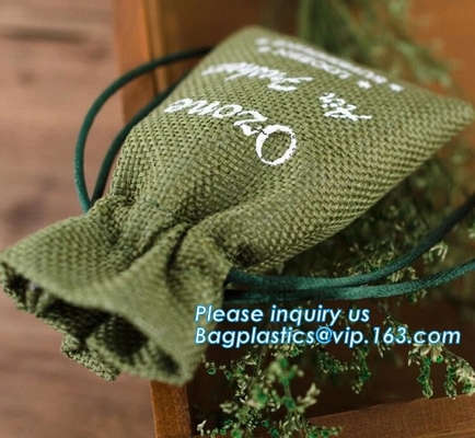 bolsa de lino de la joyería/bolso de lazo de lino/bolso del yute, bolso de empaquetado modificado para requisitos particulares del yute del lazo del vino del yute de la arpillera del regalo del cáñamo