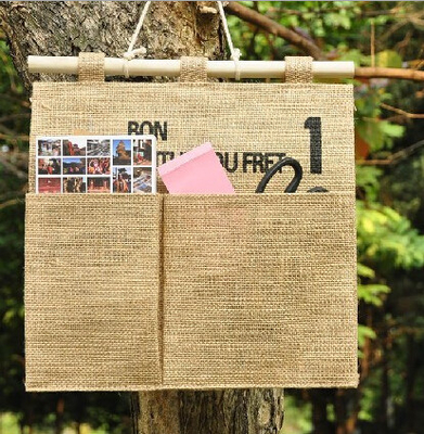 bolso del carro del organizador del almacenamiento del tapiz de la tela de la lona de Natural Jute del fabricante, almacenamiento del bolsillo del tapiz organizar
