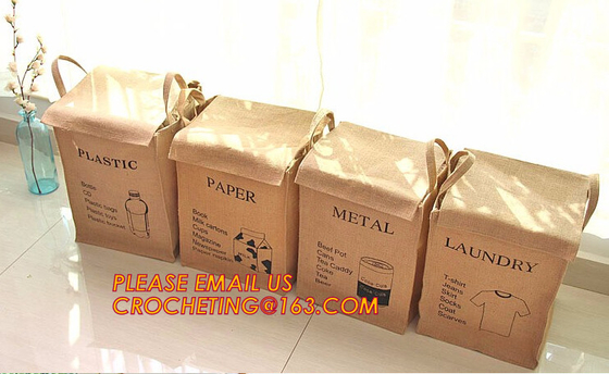 Forme la cesta plegable de lino del almacenamiento del yute de los juguetes, cesta plegable del almacenamiento del yute del regalo de la cesta de lavadero del OEM para la ropa